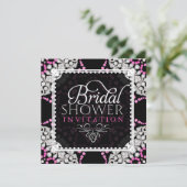 Roze Witte Diamant Glitter Bruiloft Feest Uitnodig Kaart (Staand voorkant)