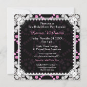 Roze Witte Diamant Glitter Bruiloft Feest Uitnodig Kaart (Achterkant)