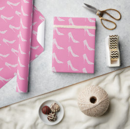 Roze Witte Diamant Hoge Hak Schoen Bruiloft Cadeaupapier