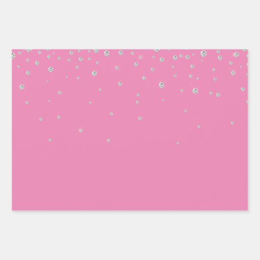 Roze Witte Diamant Hoge Hak Schoen Bruiloft Inpakpapier Vel (Voorkant 3)