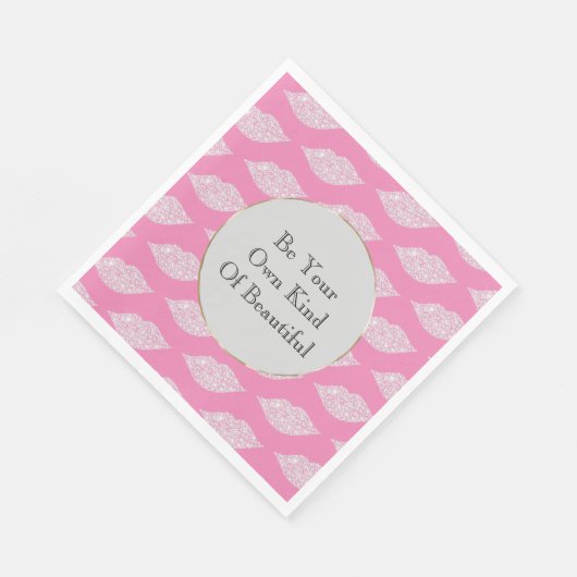Roze Witte Diamant Lippen Servet (Hoek)
