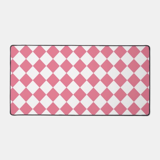 Roze Witte Diamant Schachbrekpatroon Bureaumat (Voorkant)