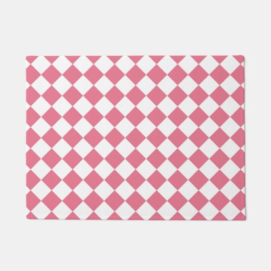Roze Witte Diamant Schachbrett Motief Deurmat (Voorkant)