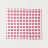 Roze Witte Diamant Schachbrett Patroon Wandkleed (Voorkant (horizontaal))