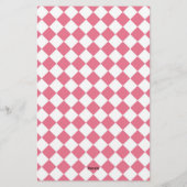 Roze Witte Diamant Schaken Patroon Briefpapier (Achterkant)