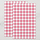 Roze Witte Diamant Schaken Patroon Briefpapier (Voorkant / Achterkant)