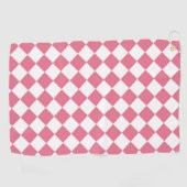 Roze Witte Diamant Schaken Patroon Golfhanddoek (Horizontaal)