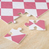 Roze Witte Diamant Schaken Patroon Legpuzzel (Zijkant)