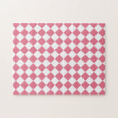 Roze Witte Diamant Schaken Patroon Legpuzzel (Horizontaal)