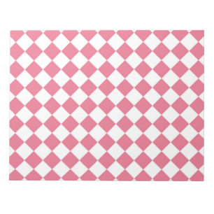 Roze Witte Diamant Schaken Patroon Notitieblok