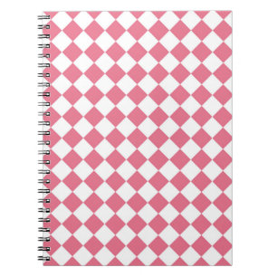 Roze Witte Diamant Schaken Patroon Notitieboek