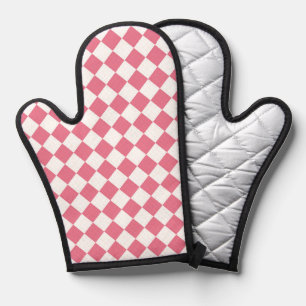 Roze Witte Diamant Schaken Patroon Ovenwant