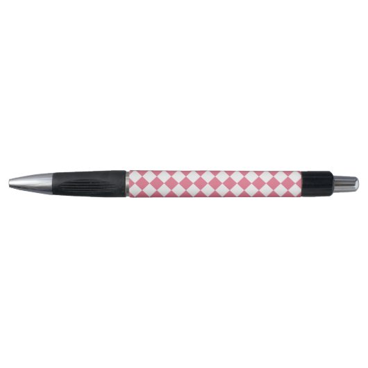 Roze Witte Diamant Schaken Patroon Pen (Voorkant)