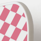 Roze Witte Diamant Schaken Patroon Pickleball Paddle (Links Detail)