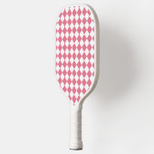 Roze Witte Diamant Schaken Patroon Pickleball Paddle (Links)