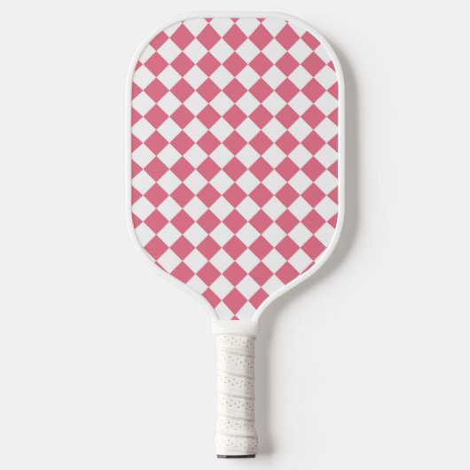 Roze Witte Diamant Schaken Patroon Pickleball Paddle (Voorkant)