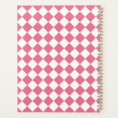 Roze Witte Diamant Schaken Patroon Planner (Achterkant)