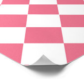 Roze Witte Diamant Schaken Patroon Poster (Hoek)