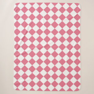 Roze Witte Diamant Schaken Patroon Sherpa Deken