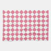 Roze Witte Diamant Schaken Patroon Theedoek (Horizontaal)