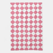 Roze Witte Diamant Schaken Patroon Theedoek (Verticaal)