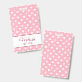 Roze & Witte Dierlijke Pootafdrukken en Hartjes Mo Badge (Voor- en achterkant)