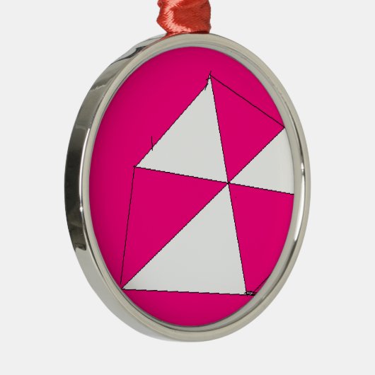 Roze witte digitale verf, Kinder kunst Metalen Ornament (Rechts)