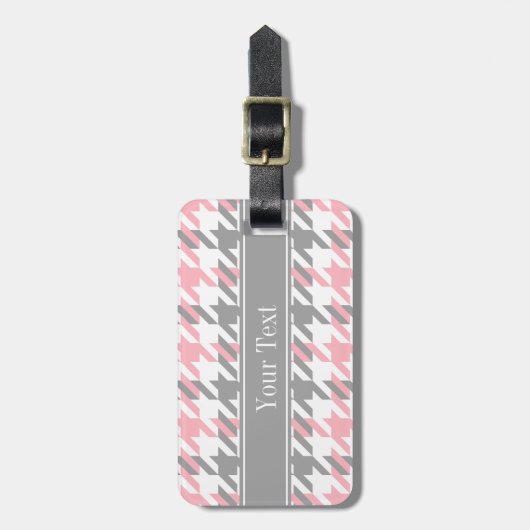 Roze witte dk grijze monogram bagagelabel (Voorkant verticaal)