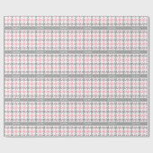 Roze witte dk grijze monogram cadeaupapier (Vlak)