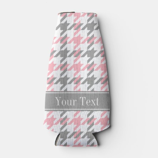 Roze witte dk grijze monogram flesjeskoeler (Voorkant)