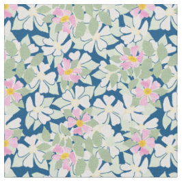 roze witte dog Rozen op Navy Blue Fabric Stof