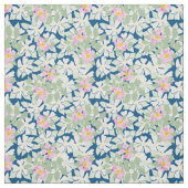 roze witte dog Rozen op Navy Blue Fabric Stof (Swatch)
