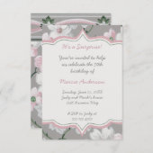 -roze witte dogwood partij uitnodiging (Voorkant / Achterkant)