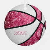 roze witte doodle floral boho basketbal metalen ornament (Achterkant)