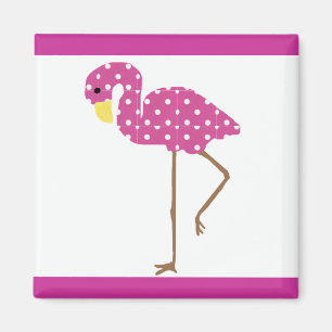Roze witte dop flamingo magnet