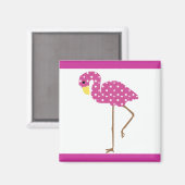 Roze witte dottie flamingo magneet (Voorkant / Achterkant)