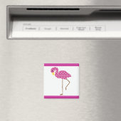 Roze witte dottie flamingo magneet (Insitu (Vaatwasser))