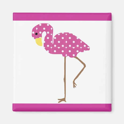 Roze witte dottie flamingo magneet (Voorkant)