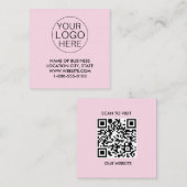 Roze Witte Douane Logo en QR Code Vierkante Visitekaartje (Voorkant / Achterkant)
