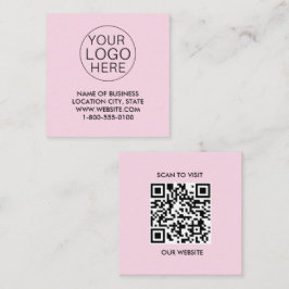 Roze Witte Douane Logo en QR Code Vierkante Visitekaartje