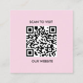 Roze Witte Douane Logo en QR Code Vierkante Visitekaartje (Achterkant)