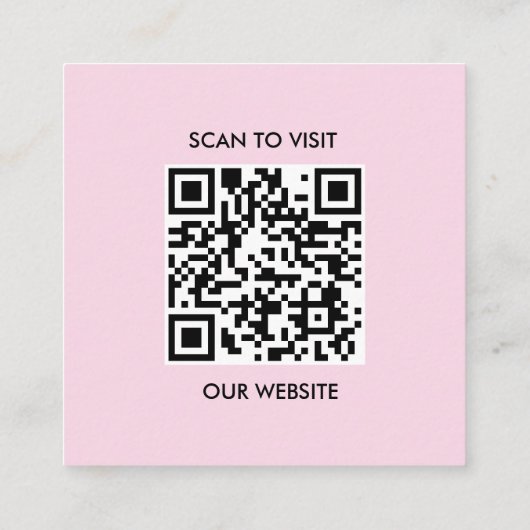 Roze Witte Douane Logo en QR Code Vierkante Visitekaartje (Achterkant)