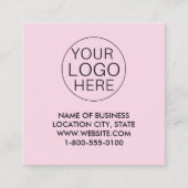 Roze Witte Douane Logo en QR Code Vierkante Visitekaartje (Voorkant)