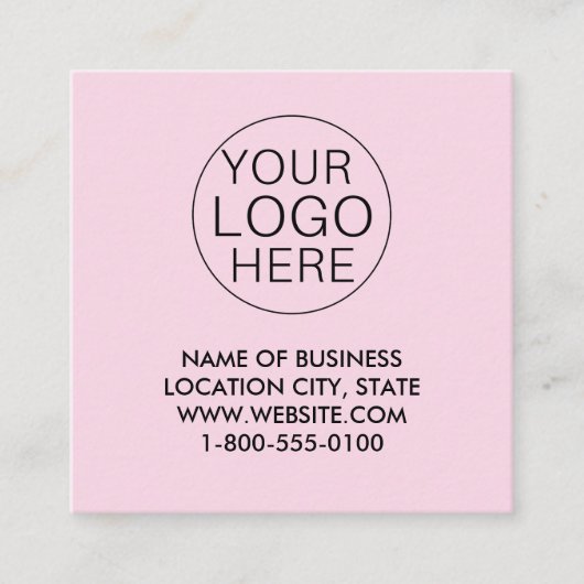 Roze Witte Douane Logo en QR Code Vierkante Visitekaartje (Voorkant)