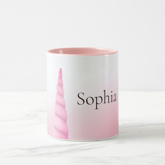Roze witte eenhoorn gepersonaliseerd mok (Midden)