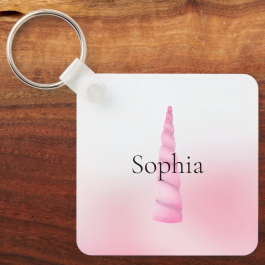 Roze witte eenhoorn sleutelhanger (Voorkant)
