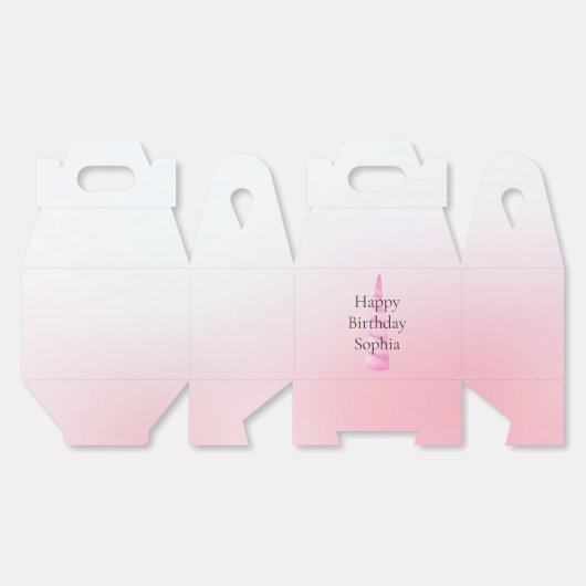 Roze Witte Eenhoorn Verjaardag Bedankdoosjes (Ongevouwen)