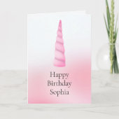 Roze Witte Eenhoorn Verjaardag Kaart (Voorkant)