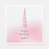 Roze Witte Eenhoorn Verjaardag Servet (Voorkant)