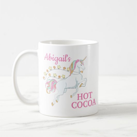 Roze Witte Eenhoorn Warme Chocolade Koffiemok (Links)